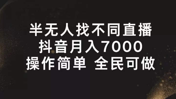 半无人找不同直播，月入7000+，操作简单 全民可做【揭秘】-山河网创