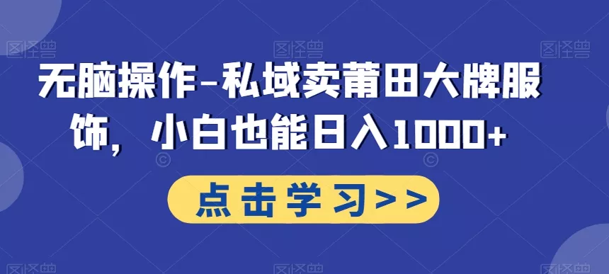 无脑操作-私域卖莆田大牌服饰，小白也能日入1000+-山河网创