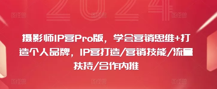 摄影师IP营Pro版，学会营销思维+打造个人品牌，IP营打造/营销技能/流量扶持/合作内推-山河网创