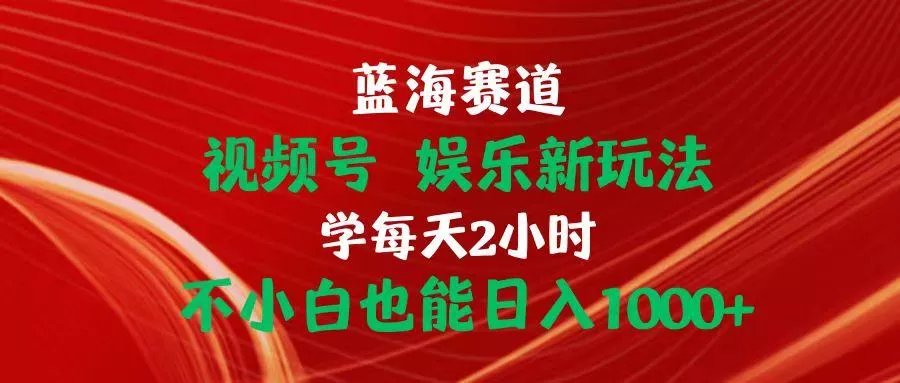 蓝海赛道视频号 娱乐新玩法每天2小时小白也能日入1000+-山河网创