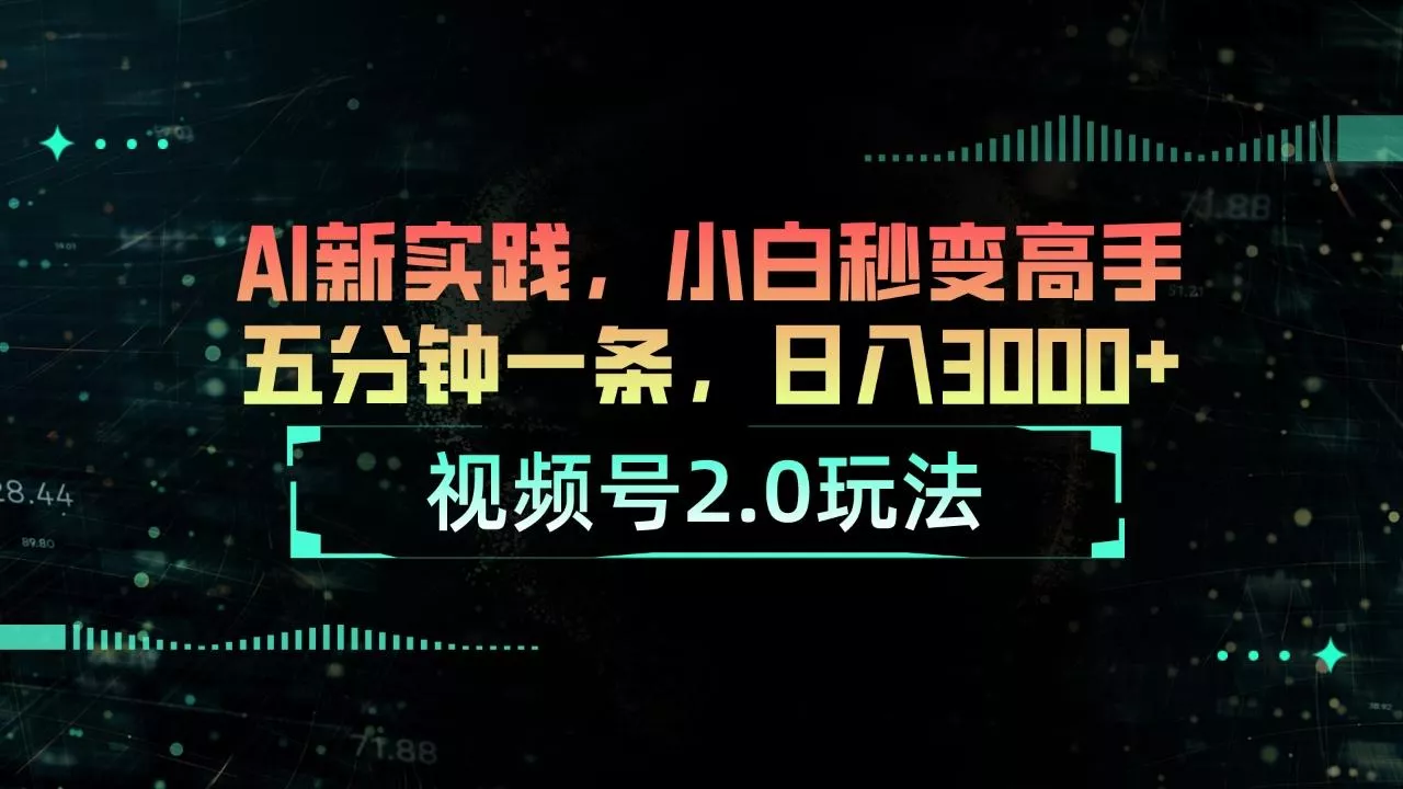 视频号2.0玩法 AI新实践，小白秒变高手五分钟一条，日入3000+-山河网创
