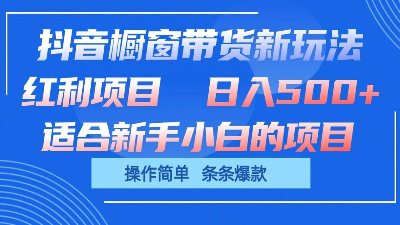 抖音橱窗带货新玩法，单日收益500+，操作简单，条条爆款-山河网创