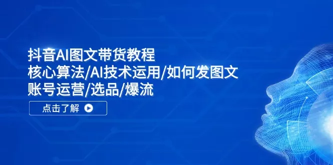 抖音AI图文带货教程：核心算法/AI技术运用/如何发图文/账号运营/选品/爆流-山河网创