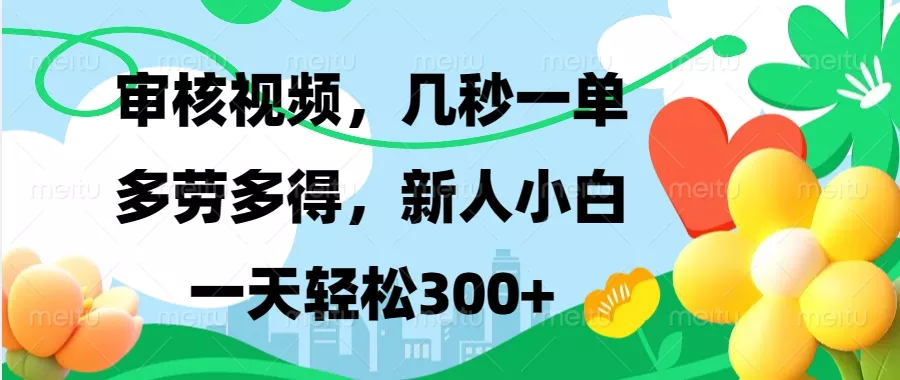 视频审核，新手可做，多劳多得，新人小白一天轻松300+-山河网创