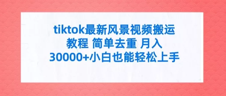 tiktok最新风景视频搬运教程 简单去重 月入3W+小白也能轻松上手【揭秘】-山河网创