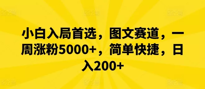 小白入局首选，图文赛道，一周涨粉5000+，简单快捷，日入200+-山河网创