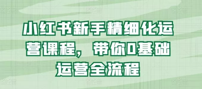 小红书新手精细化运营课程，带你0基础运营全流程-山河网创