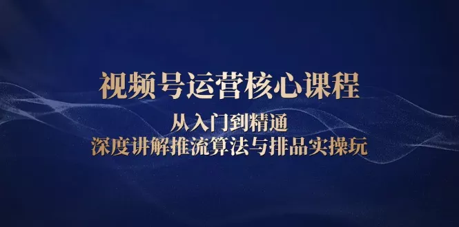 视频号运营核心课程，从入门到精通，深度讲解推流算法与排品实操玩-山河网创