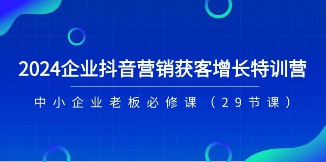 2024企业抖音-营销获客增长特训营，中小企业老板必修课(29节课-山河网创