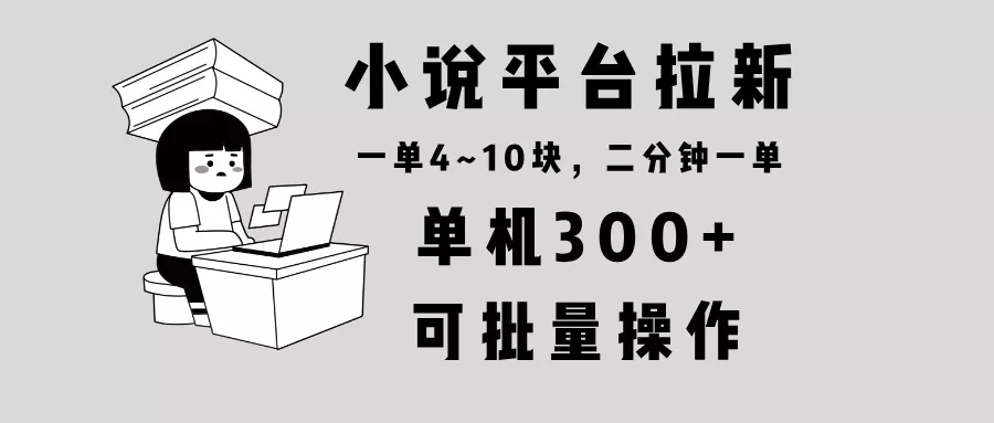 小说平台拉新，单机300+，两分钟一单4~10块，操作简单可批量。-山河网创