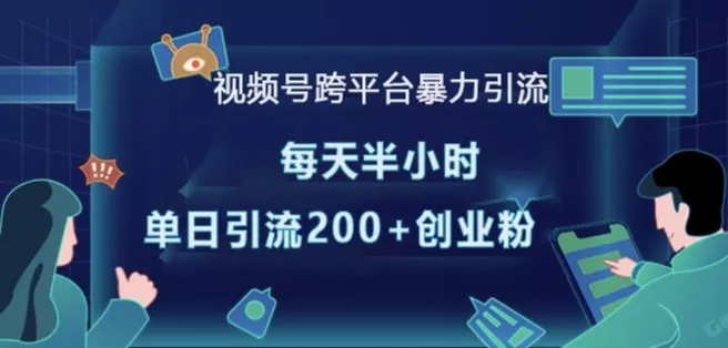 视频号跨平台暴力引流，每天半小时，单日引流200+精准创业粉-山河网创