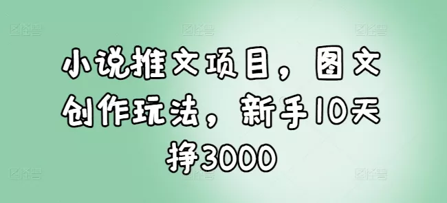 小说推文项目，图文创作玩法，新手10天挣3000-山河网创