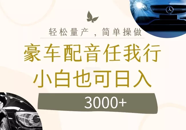 不为人知的暴力小项目，豪车配音，日入几张【揭秘】-山河网创