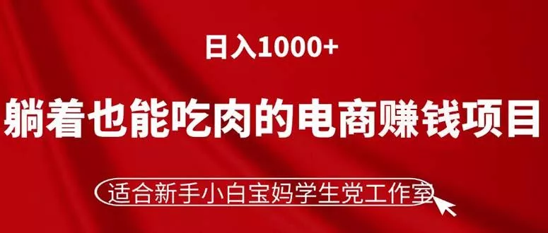 躺着也能吃肉的电商赚钱项目，日入1000+，适合新手小白宝妈学生党工作室-山河网创