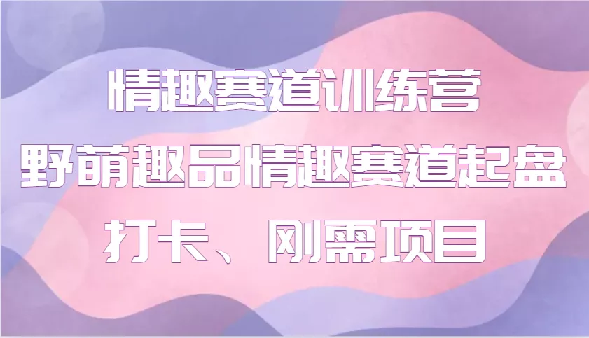 情趣赛道训练营 野萌趣品情趣赛道起盘打卡、刚需项目-山河网创