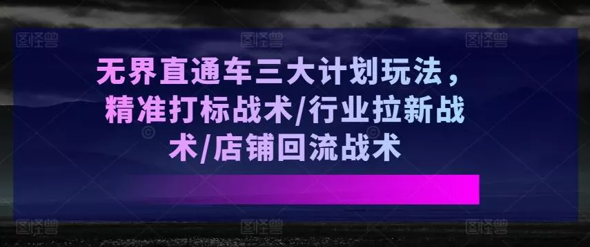 无界直通车三大计划玩法，精准打标战术/行业拉新战术/店铺回流战术-山河网创