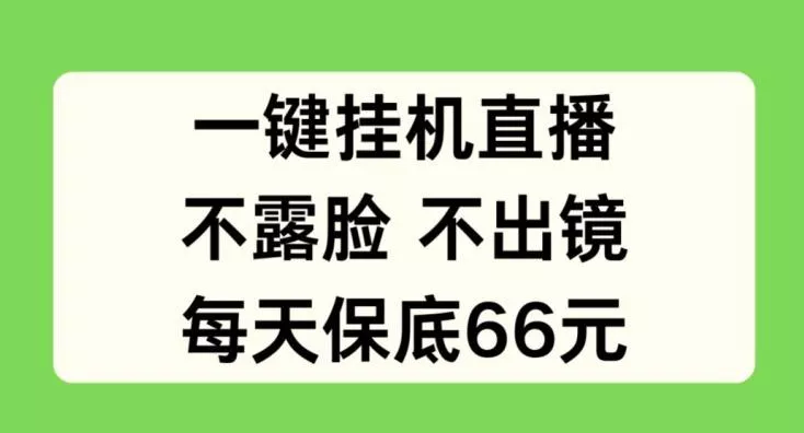 一键挂JI直播，不露脸不出境，每天保底66元【揭秘】-山河网创