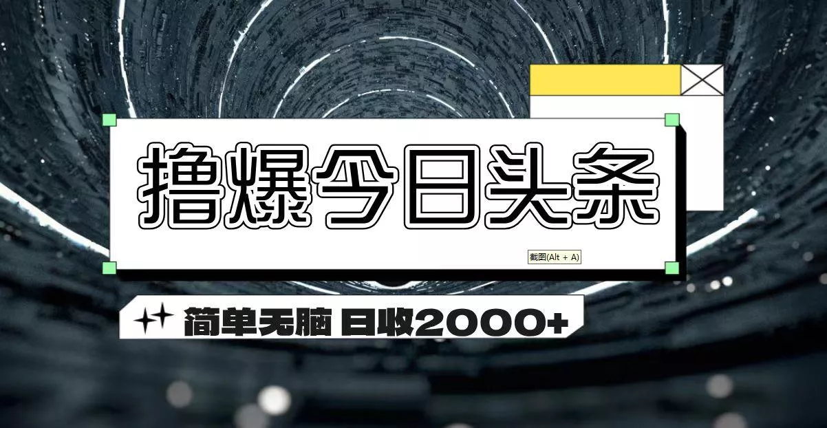 撸爆今日头条 简单无脑操作 日收2000+-山河网创