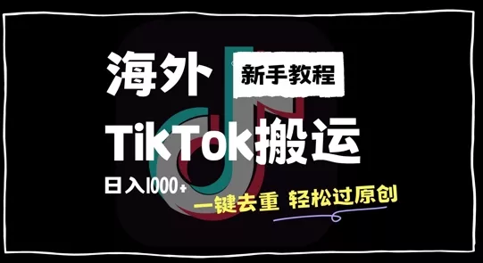 2024最新海外TikTok搬运玩法，一键去重轻松过原创，新手无经验也能日入1k【揭秘】-山河网创