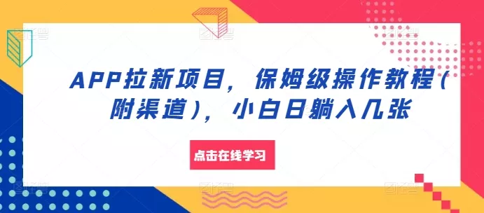 APP拉新项目，保姆级操作教程(附渠道)，小白日躺入几张【揭秘】-山河网创