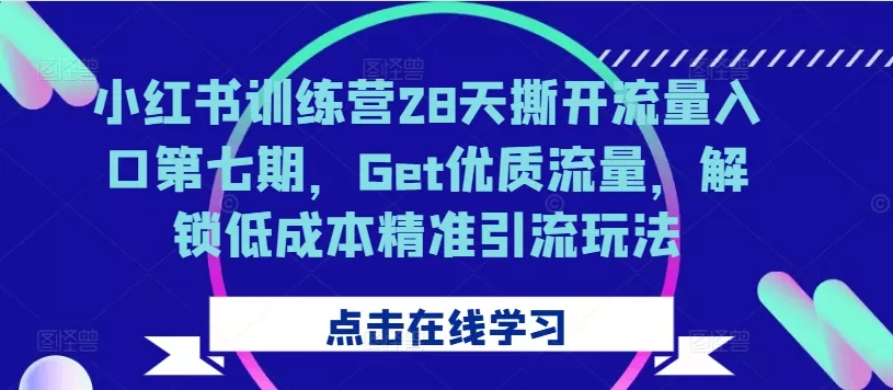 小红书训练营28天撕开流量入口第七期，Get优质流量，解锁低成本精准引流玩法-山河网创
